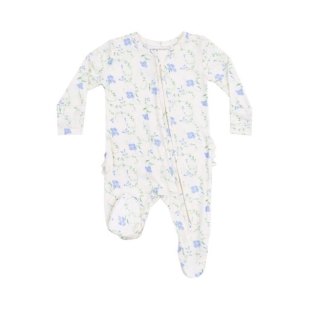 Angel Dear Sweet Vines 2 Way Ruffle Zipper Footie NB